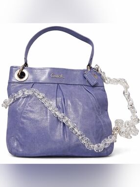 Coach Ashley Hippie Purple Shimmer Leather Hobo Bag Metallic Lavender Shoulder